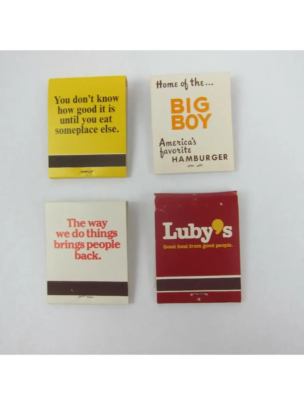 4 Vintage Matchbooks Ponderosa, Frischs Big Boy, Red Lobster & Lubys Restaurants